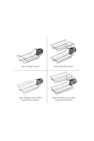 Yaleker 201 Çelik Çift Katlı Lavabo Rakusu, Havlu Çubuğu Ve 2 Kanca İle Su Tüpü 18-22mm , Hızlı Kurutma, Mutfak/banyo Organizerı Gümüş