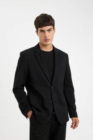 Defacto Slim Fit Dar Kesim Astarlı Düğmeli Blazer Ceket N0503AZ24AUBK27 Siyah