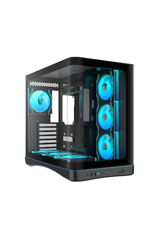 Sama V62bk Black, B850bk 850w, 80+ Bronze, Pcıe 5.1, Atx3.1, Tempered Glass Panel, Panoramic Tasarım, Type-c, 7x120mm A