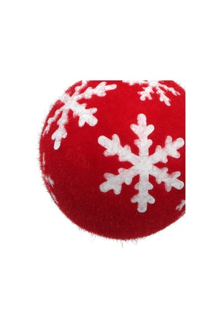 Yılbaşı Topu Kırmızı Kar Taneli 6 Adet 8cm