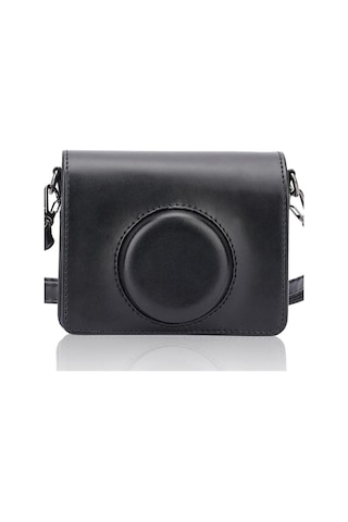 Butu Instax Mini Evo İçin Pu Deri Retro Kamera Çantası Omuz Askılı Anti-damla Koruyucu Kapak - Siyah