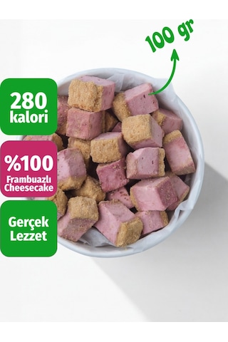 Freeze Dried Frambuazlı Cheesecake Kurutulmuş Çıtır Cheesecake Küpleri, Tatlı Küpleri Atıştırmalık - 100 Gr