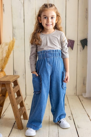 Oliven The Kid Oliventhekid Yüksek Bel Kız Pantolon Mavi Mavi
