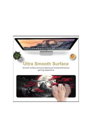 70x30 Cm Karanlık Kırmızı Ay Temalı Kaydırmaz Taban Speed Yüzey Oyuncu Mouse Pad Gaming