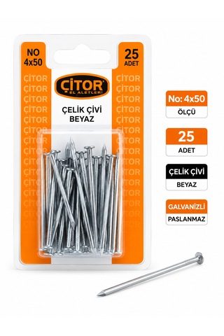Çelik Çivi 4x50 Beyaz 25 Adet Galvanizli Çivi 4 x 50