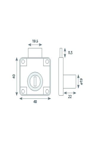 Canex Kare Çekmece Kilidi Nikel Gövde - 22 Mm 10 Adet