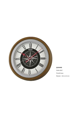 Seiko Qxa844b Kahverengi Renkli Plastik Kasa Pusula Kadranlı Quartz Mekanizmalı Duvar Saati Çok Renkli