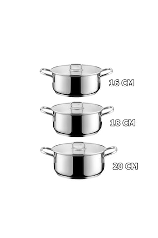 Emsan Gourmet 3'lü Derin Mini Tencere Seti 16-18-20 Cm