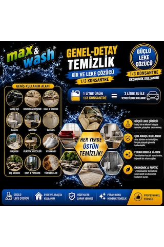 20 Kg Genel Detay Temizleyici 1/3 Konsantre Çok Amaçlı Araç İçi Ve Dışı Temizleyici Profesyonel Oto Kuaför Ürünü