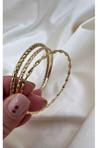 Bb Çelik 62mm Desenli Ajda Bileklik Altın - Gold