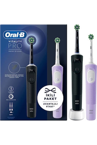 Oral-B Vitality Pro Elektrikli Diş Fırçası Lila - Siyah 2'li