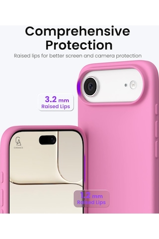 Apple Uyumlu iPhone 17 Air Içi Kadife Lansman Kılıf Ve 5d Tam Kaplayan Cam Ekran Koruyucu Açık Pembe