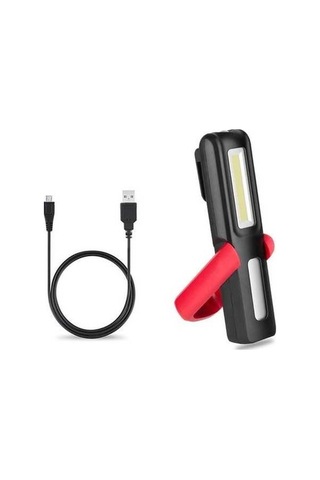 Ulzyvf Createtech Siyah Taşınabilir Led Fener, Mıknatıslı Cob Ab Şarjlı Siyah