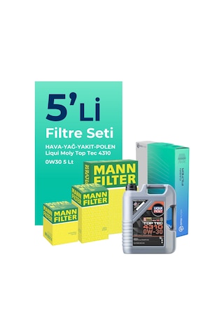 Mann Ford Ecosport 1.5 Dizel Filtre Bakım Seti Liqui Moly Motor Yağlı (2018-2022) 5 Li -