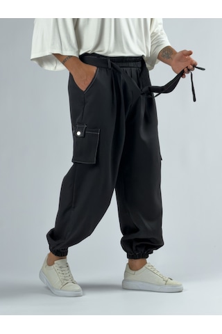 Cocopelli Siyah Erkek Bol Kesim Kargo Cepli Jogger Pantolon Coc3301