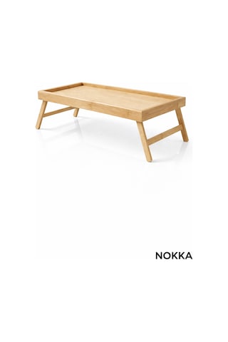Nokka Katlanabilir Bambu Yatak Masası 50x30 Cm Laptop & Kahvaltı Sehpası Açılır Kapanır Ayaklı Çalışma Masası Renksiz
