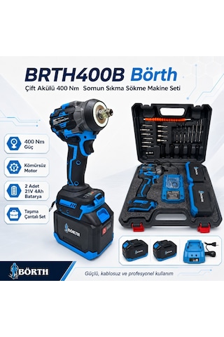 Börth Brth400b Çift Akülü 400nm Somun Sıkma Sökme Makine Seti