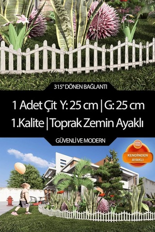 Dekoratif Plastik Bahçe Çiti Ve Peyzaj Çiti 1 Adet Çit Y: 25 Cm/g: 25 Cm Toprak Ayaklı