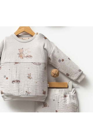 Bubbless Racer Bear Erkek Bebek 2'li Takım Gri