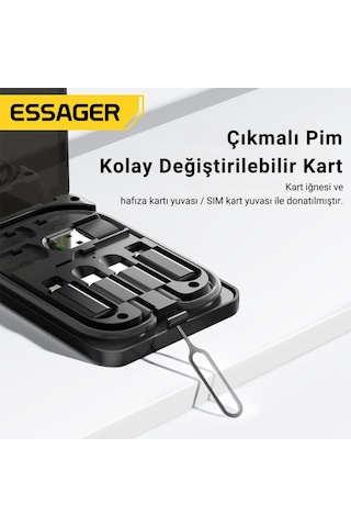 Essager 6in1 60w Type-c To Usb Lightning Dönüştürücü Şarj Kablosu Seyahat Şarj Seti Sim Kart Aparatı