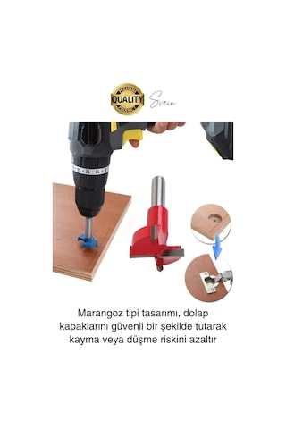 Premium 35 Mm Menteşe Yeri Açma Delme Freze Bıçağı Ahşap Matkap Ucu Mutfak Dolabı Kapak Marangoz