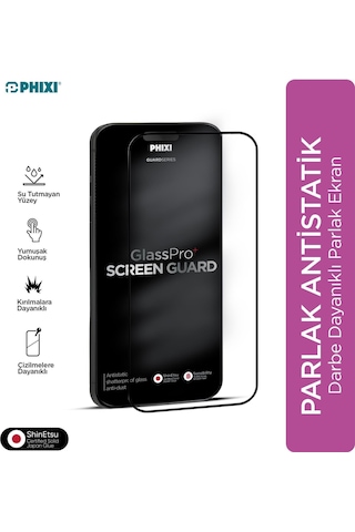 Phixi Premium Guard Parlak Cam Ekran Koruyucu Samsung S24 Uyumlu Antistatik, Su Tutmaz, Tam Kaplama