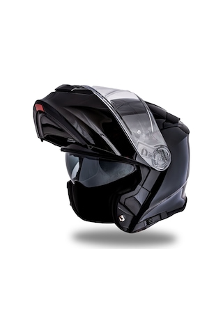 Delta Basic Parlak Siyah Çene Açılır Kask C2 Siyah