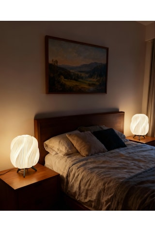 Modern Beyaz Renk Abajur Dekoratif Tasarımı İle Ev, Ofis, Cafe Ve Restorant Beyaz