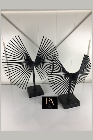 Dancemonkey 2'li Siyah P Metal Aksesuar Ofis Ev Dekorasyon Obje