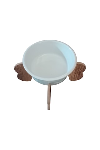 Realwood Seramik Kaseli Ahşap Ayaklı Tekli Büyük Irk Köpek Mama Su Standı