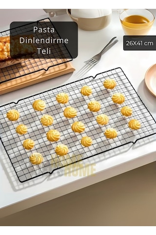 Küçük Boy Pasta Soğutma Dinlendirme Teli Ekmek Kek Kurabiye Soğutma Teli Glaso Teli 41x26 Cm Siyah