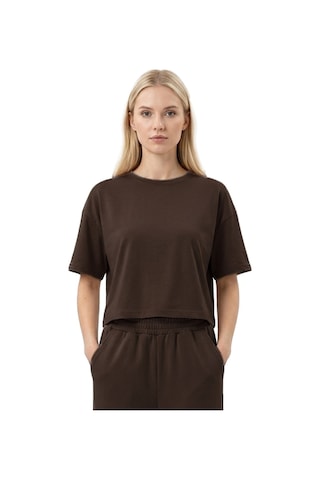 Cottonhıll Premium - Sway Collection Kahverengi Modal Bisiklet Yaka Tişört