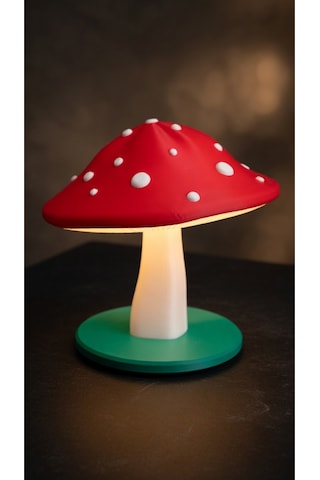 Dekoratif Mantar Gece Lambası - 3d Tasarım Estetik Oda Dekoru - Hediyelik Masa Lambası Mood Light Kırmızı