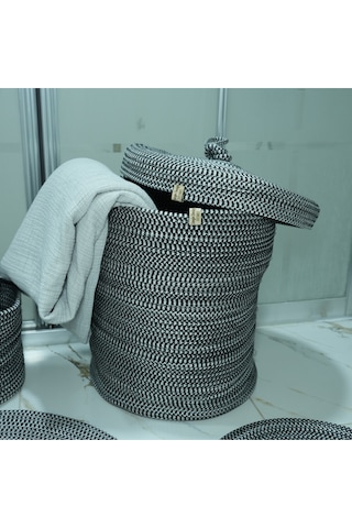 Zengin Supla Banyo Paspas Seti Siyah - Beyaz