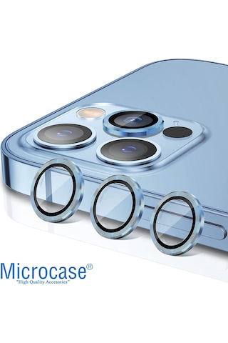 Apple Uyumlu iPhone 13 Pro Max Kamera Camı Lens Koruyucu Halka Set Sierra Mavi
