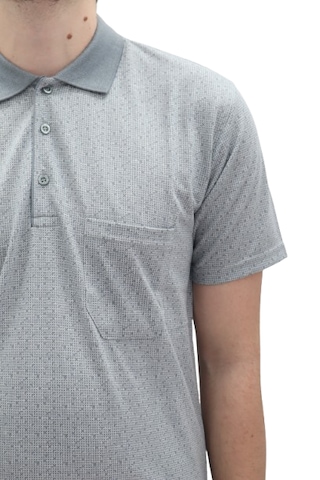 Santa Dmctekstil Erkek Jakarlı Desenli Klasik Kesim Rahat Kalıp Tek Cepli Polo Yaka T-shirt Gri