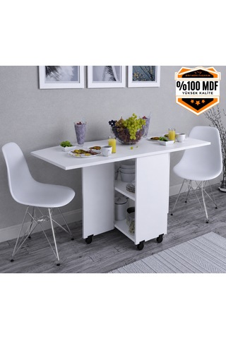 Braun Yemek Masası Çok Amaçlı Açılır Katlanır Beyaz