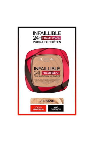 L'Oreal Paris Infaillible 24h Fresh Wear Pudra Fondöten 220 Rose Sand