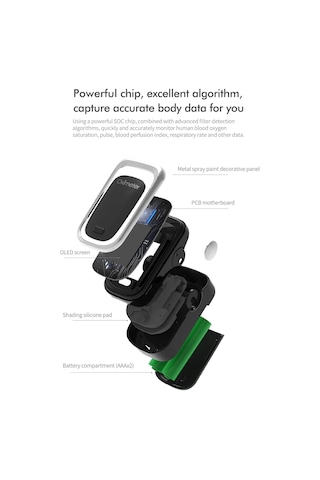 Kiuzou Tıbbi Taşınabilir Parmak Pulse Kan Oksijen Nabız Doygunluk Ölçer Ole 130rb03 Silver White