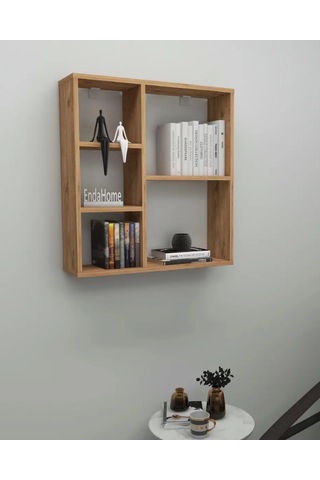 Reyo Enda Home Myra 5 Gözlü Çok Amaçlı Modern Duvar Rafı Atlantik Çam Atlantik Çam