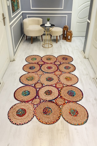 Modern Desenli Lazer Kesim Dijital Baskı Kaymaz Taban Halı H0438 Renkli