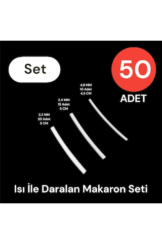 Tek-iş Isı İle Daralan Makaron Seti 50 Adet Beyaz 3.2 20 + 2.4 15 + 1.5 15 Adet