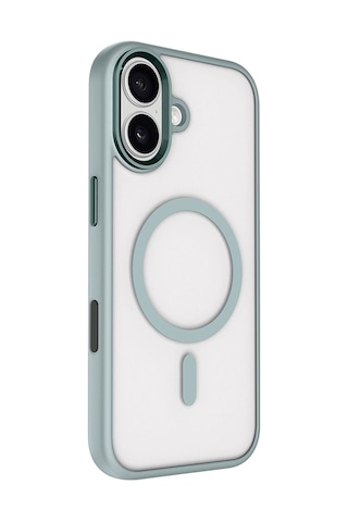 İphone Uyumlu 17 Kılıf Wireless Şarj Özellikli Krom M-safe Silikon Kılıf Gri