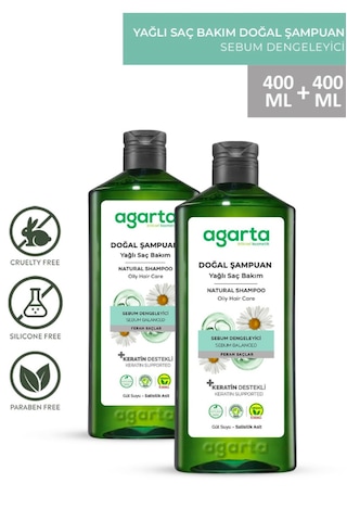 Agarta Yağlı Saçlar için Arındırıcı Tuzsuz Şampuan 2 x 400 ML