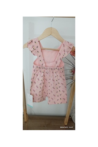 Azra Çiçekli Bebek Tulumu Pembe