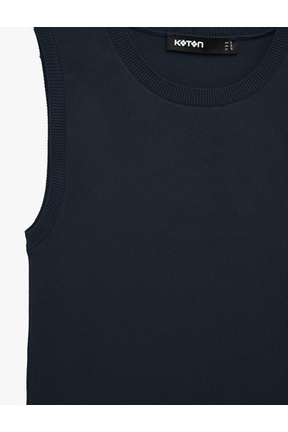Koton Regular Fit Kolsuz Bisiklet Yaka Triko Bluz Lacivert 7wak30029ht