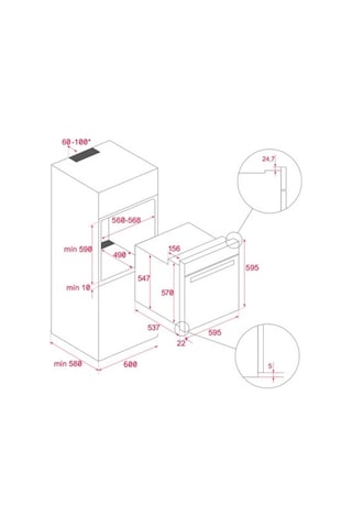 Teka HLB 8400 FBK 70 LT 9 Programlı Ankastre Fırın Siyah