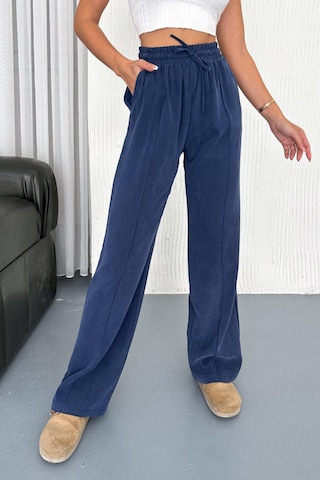 Feela Moda 2007 Bağcıklı Beli Lastikli Modal Çımalı Palazzo Kadın Pantolon İndigo