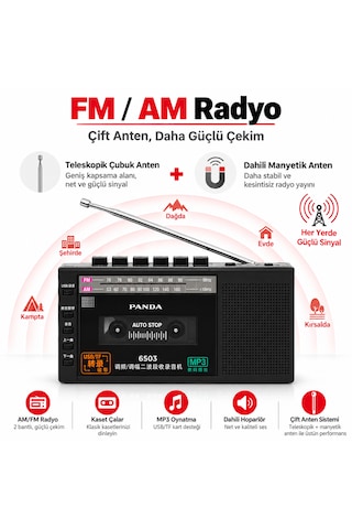 Panda 6503 Taşınabilir Kasetçalar Ses Kayıt Cihazı Fm/am Radyo Usb Tf Kart Mp3/wma Kasetten Dijitale Aktarım