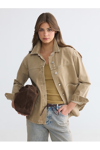 Lcwaıkıkı Classic Mavi Oversize Kadın Jean Ceket
